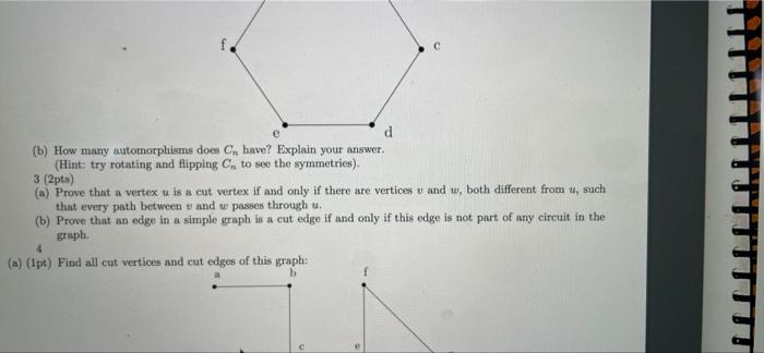 Solved (a) Prove that a vertex u is a cut vertex if and only | Chegg.com