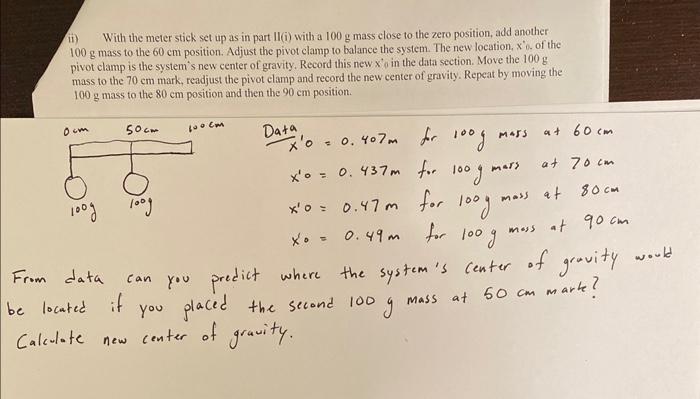 Solved ii) With the meter stick set up as in part II(i) with | Chegg.com