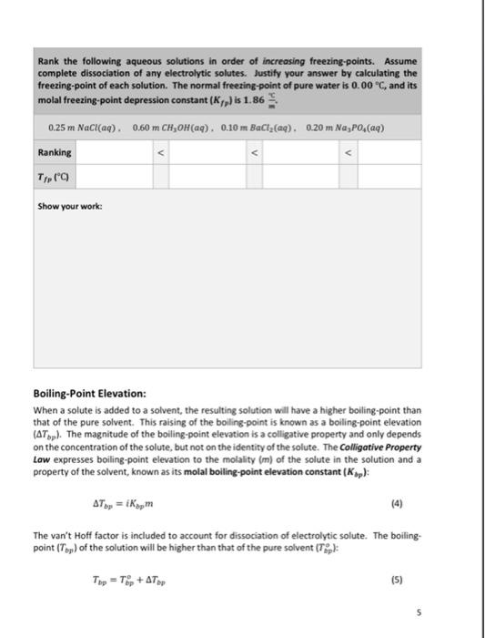 Rank the following aqueous solutions in order of increasing freezing-points. Assume complete dissociation of any electrolytic