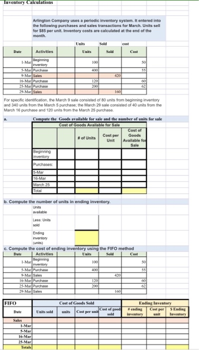 Solved unit 1 assignment 4 - compare inventory methods This | Chegg.com