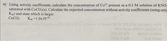 Solved I know how to find the concentration without activity | Chegg.com
