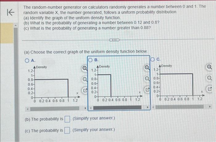 Solved K The random-number generator on calculators randomly | Chegg.com
