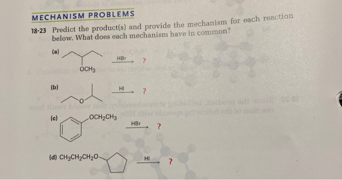Solved MECHANISM PROBLEMS 18-23 Predict the product(s) and | Chegg.com