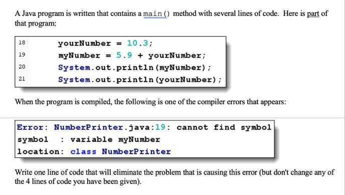 Solved A Java program is written that contains a main() | Chegg.com