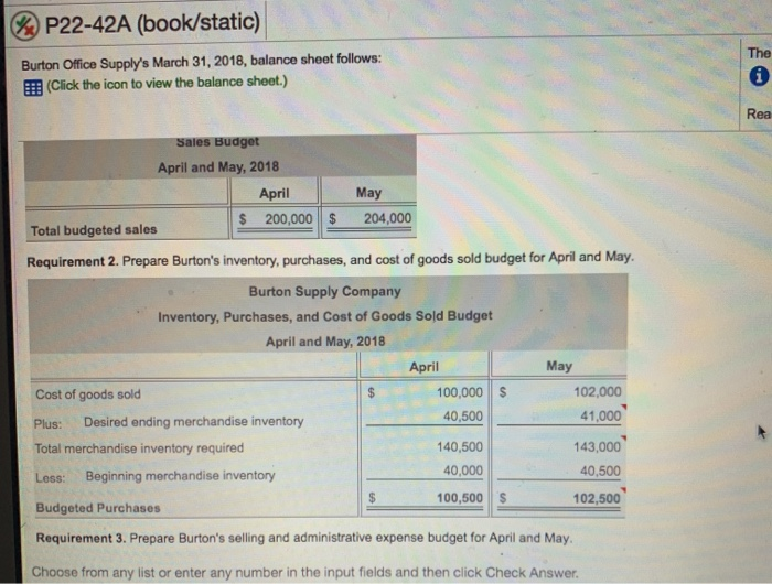 Solved Burton Office Supply's March 31, 2018, balance sheet