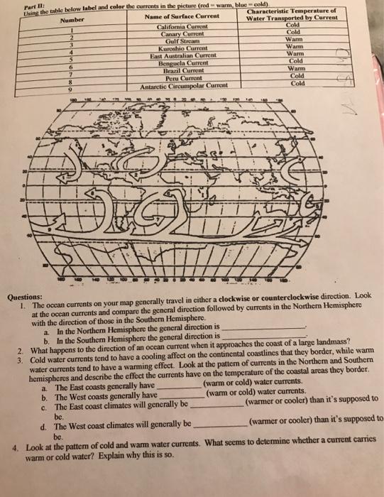 Ocean Current Worksheet Name Date Temperature Affects | Chegg.com