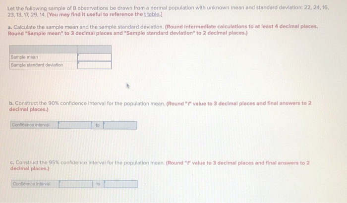 Solved Let the following sample of 8 observations be drawn | Chegg.com