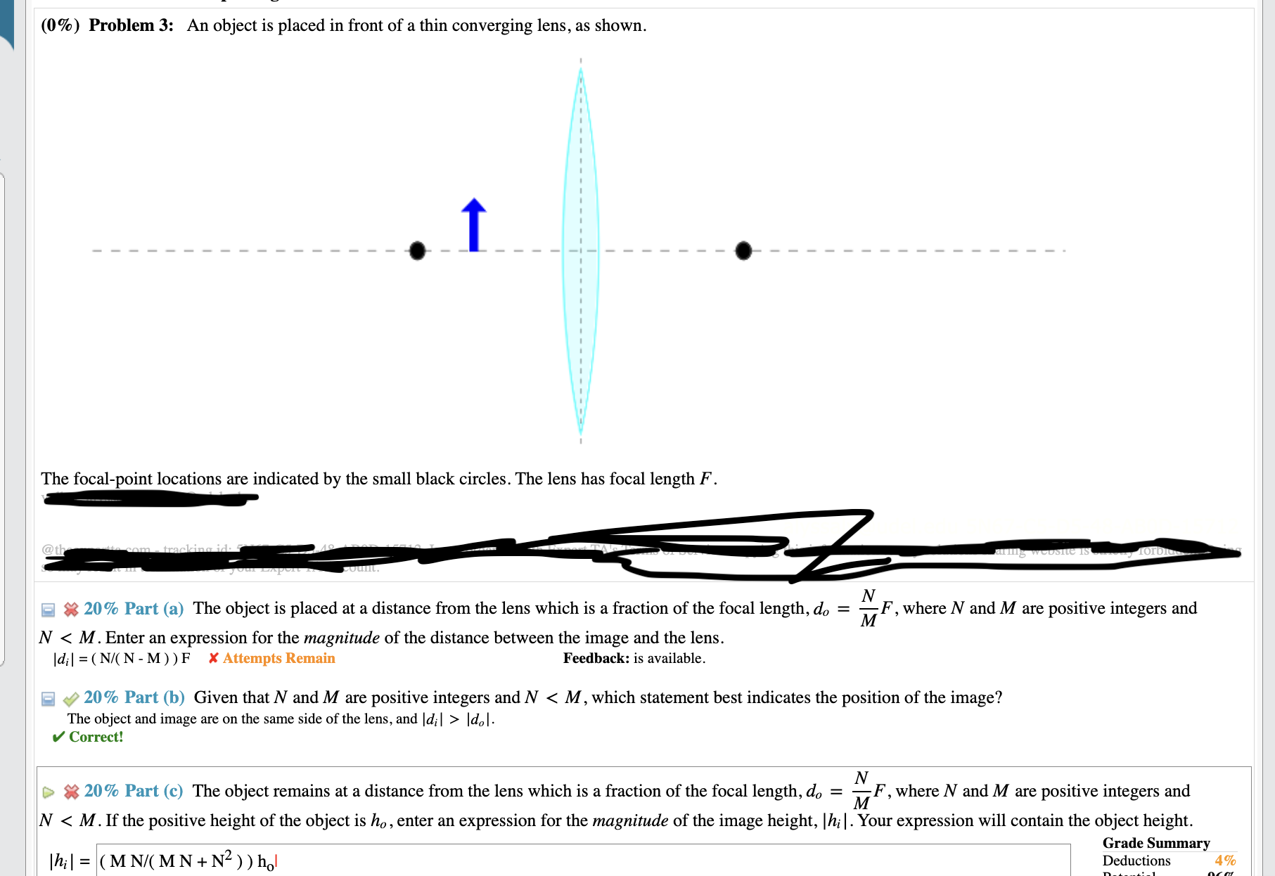 Solved (0%) ﻿Problem 3: An object is placed in front of a | Chegg.com