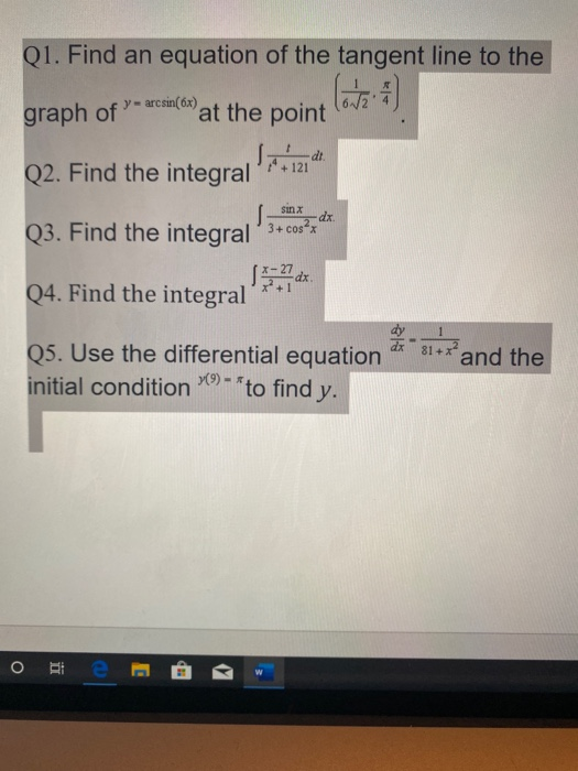 Solved 01. Find an equation of the tangent line to the graph | Chegg.com