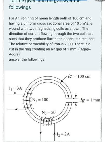 Solved Ty, answer followings For An iron ring of mean length | Chegg.com