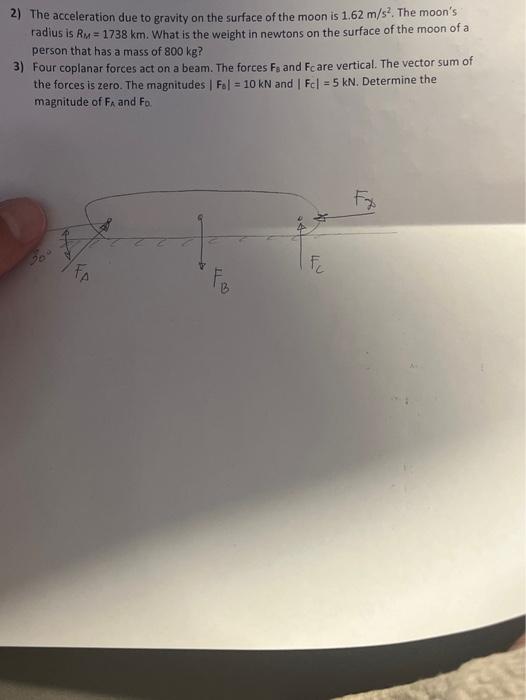 Solved 2) The acceleration due to gravity on the surface of | Chegg.com