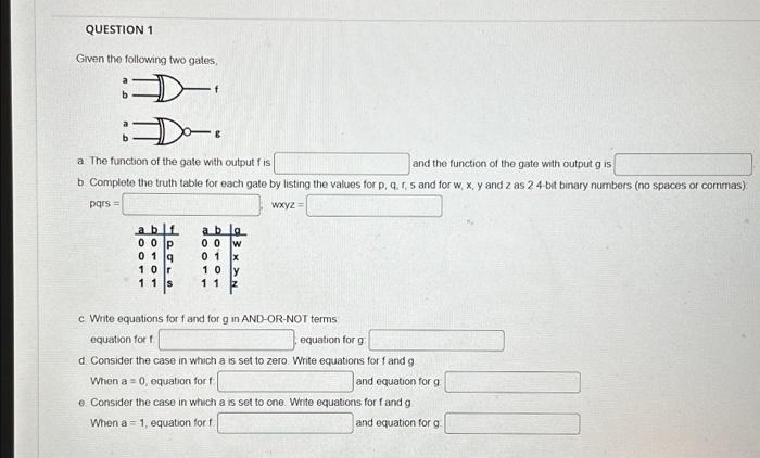 Solved Given the following two gates, a The function of the | Chegg.com