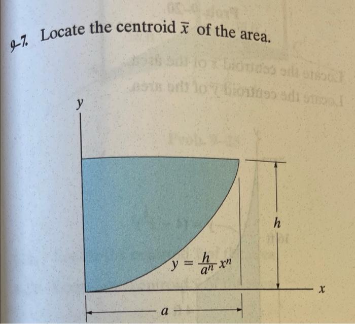 Solved 9-7. Locate the centroid of the area. y y = h a | Chegg.com