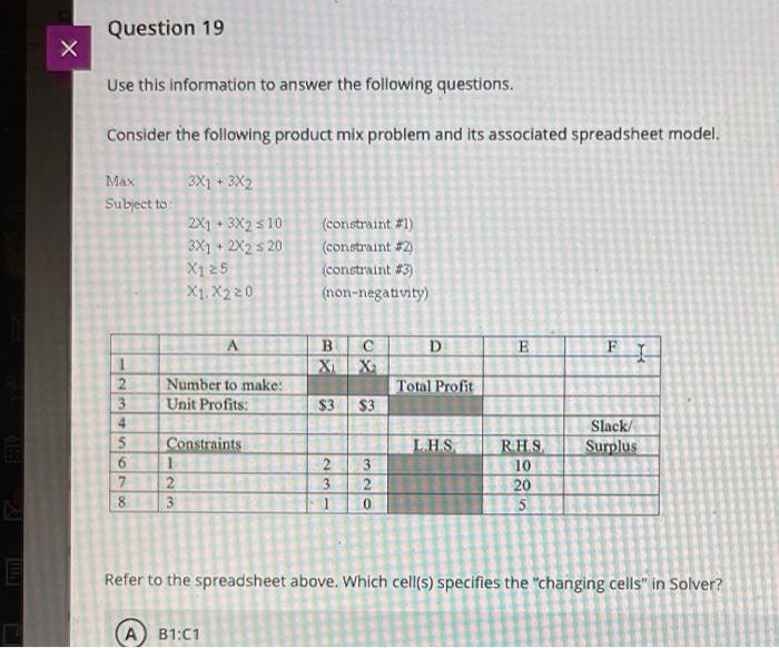 Solved Question 20 5 Points Use this information to answer | Chegg.com