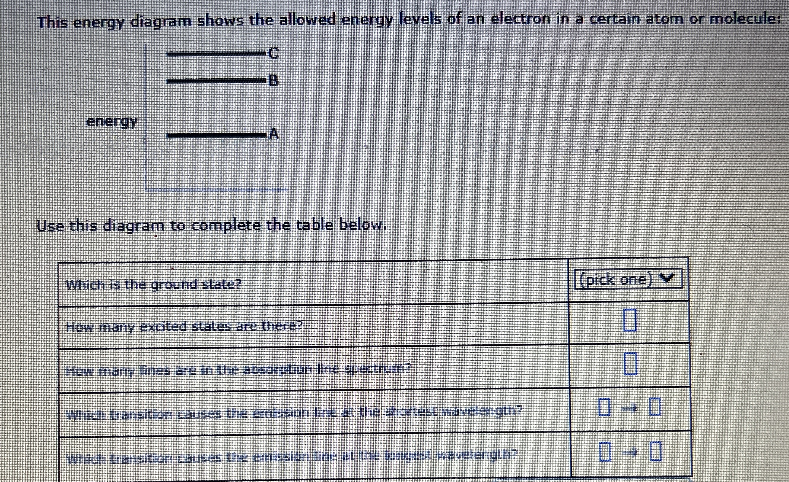 Solved This energy diagram shows the allowed energy levels | Chegg.com