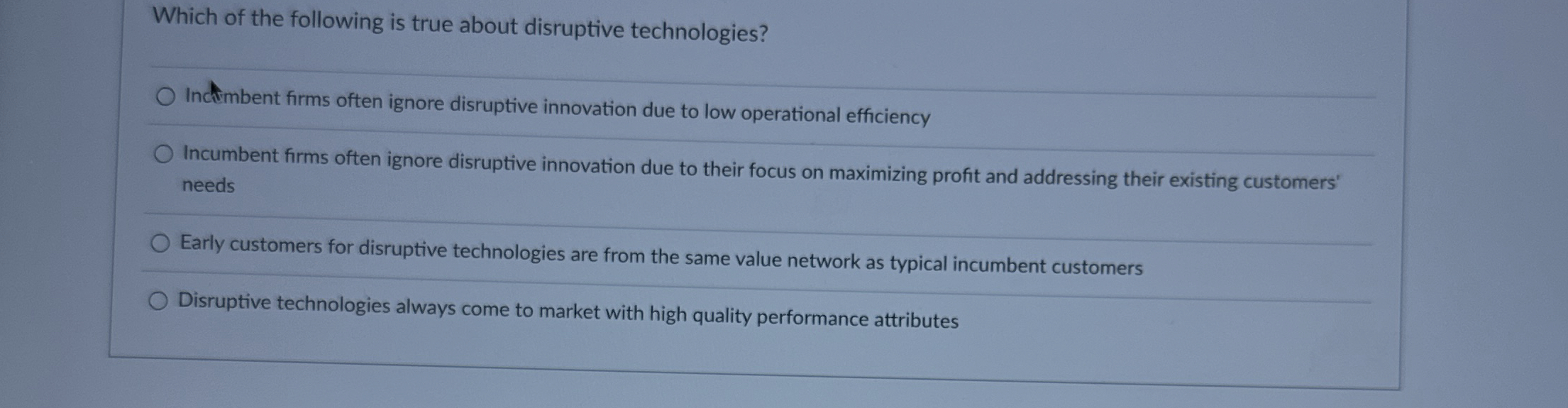 Solved Which Of The Following Is True About Disruptive | Chegg.com