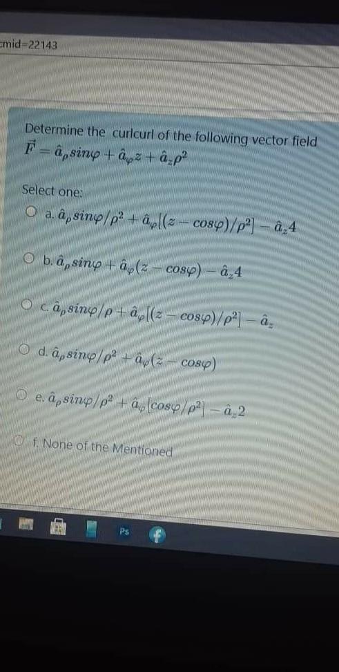 Solved Emid Determine The Curicurl Of The Following Chegg Com