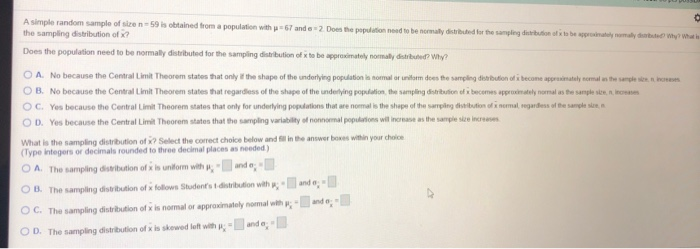 Solved A simple random sample of size the sampling | Chegg.com