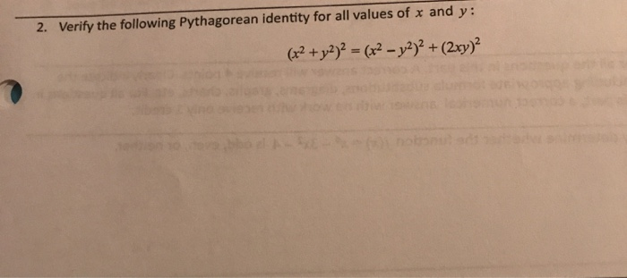 Verify The Following Pythagorean Identity For All Chegg Com