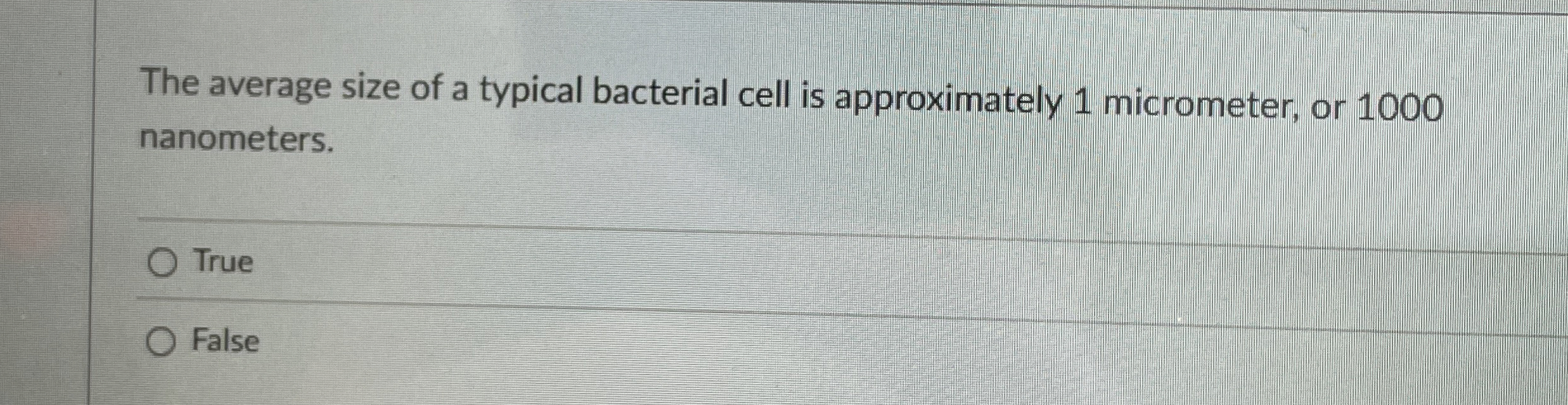 Solved The average size of a typical bacterial cell is | Chegg.com