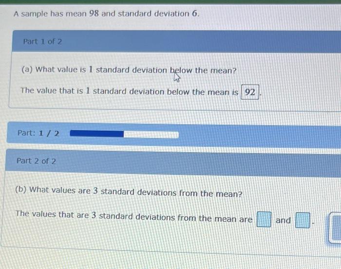 Solved (b) What values are 3 standard deviations from the | Chegg.com