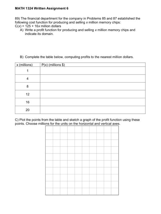 Solved MATH 1324 Written Assignment 6 89) The financial | Chegg.com