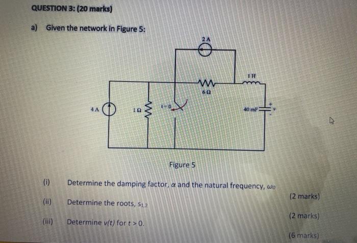 Solved QUESTION 3: (20 marks) a) Given the network in Figure | Chegg.com