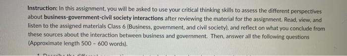 Solved Instruction: In this assignment, you will be asked to | Chegg.com