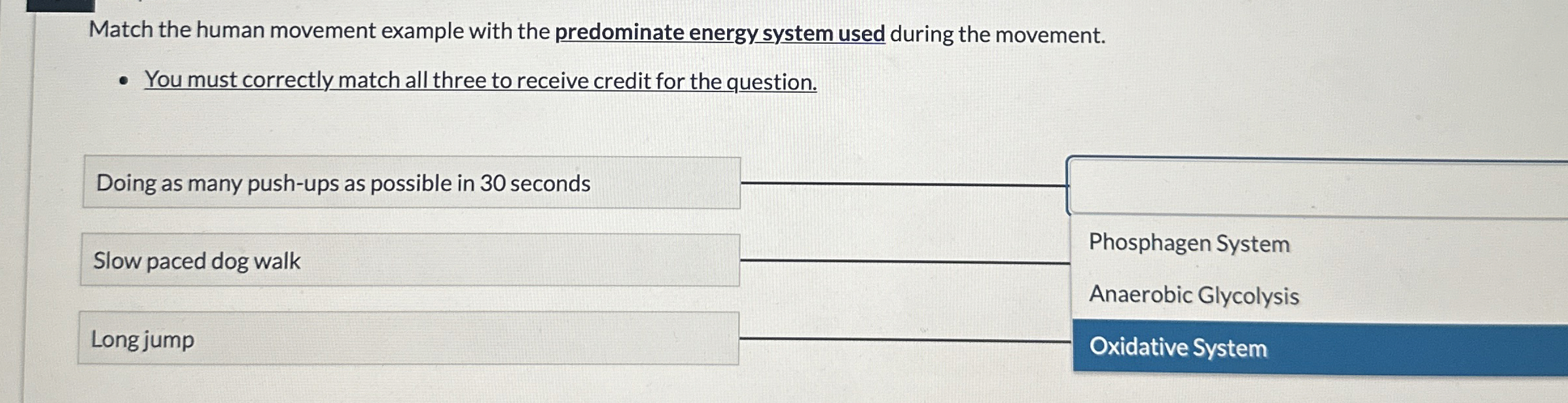 Solved Match the human movement example with the predominate | Chegg.com