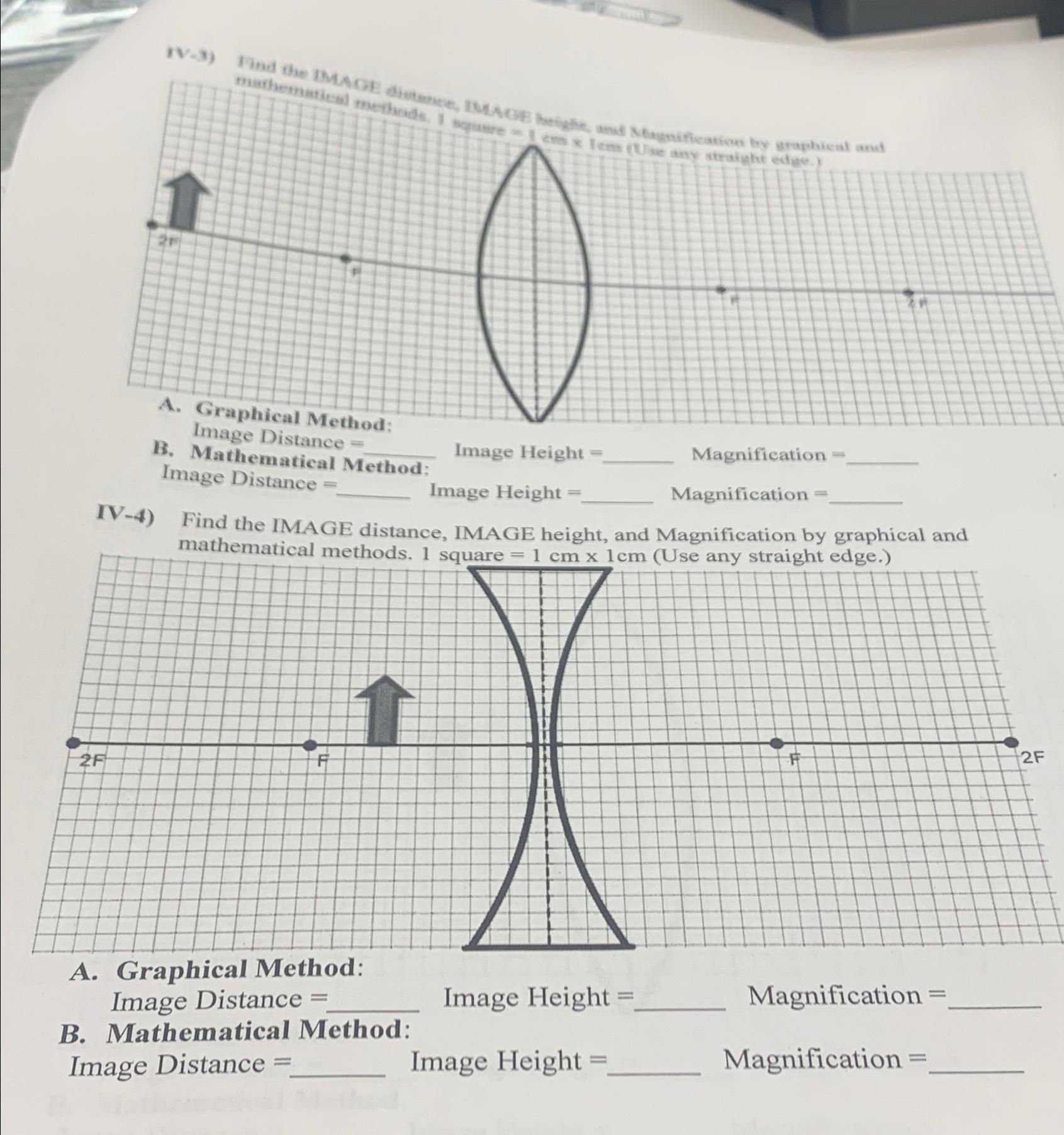 Solved W-3) ﻿Thed the toImage Distance =Image Height | Chegg.com