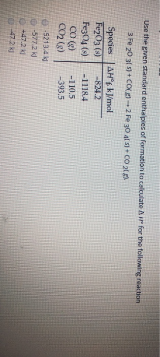 Solved Use the given standard enthalpies of formation to | Chegg.com