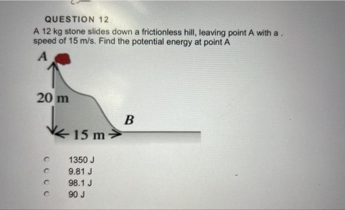 Solved QUESTION 12 A 12 kg stone slides down a frictionless