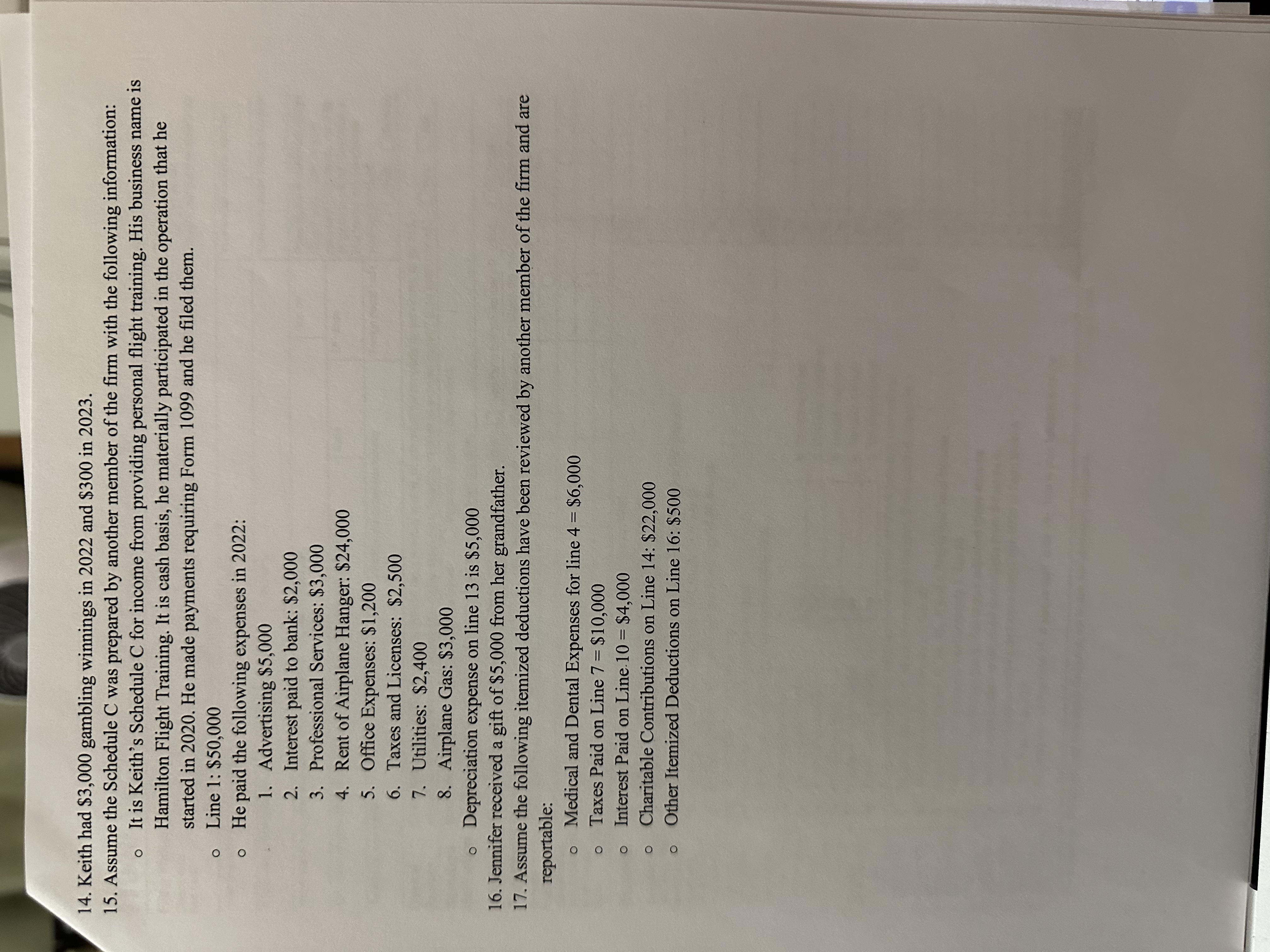 ACC 330 - ﻿Tax Return #1Required:Complete Keith and | Chegg.com