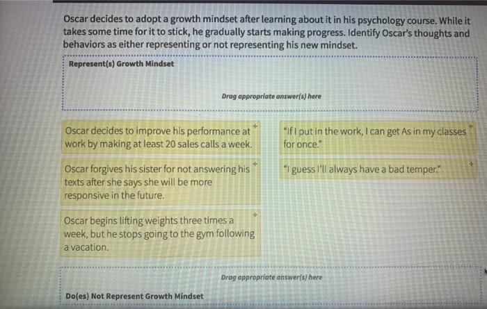 Solved Oscar decides to adopt a growth mindset after | Chegg.com