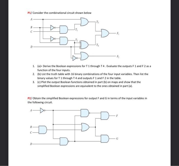 Solved P1/ Consider The Combinational Circuit Shown Below T: | Chegg.com