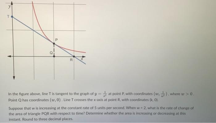 Solved In the figure above, line T is tangent to the graph | Chegg.com