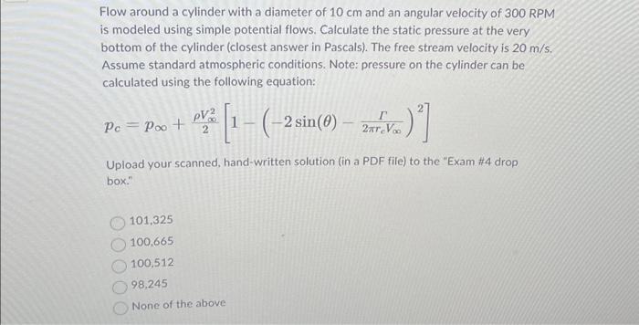 Solved AerodynamicsFlow around a cylinder with a diameter of | Chegg.com