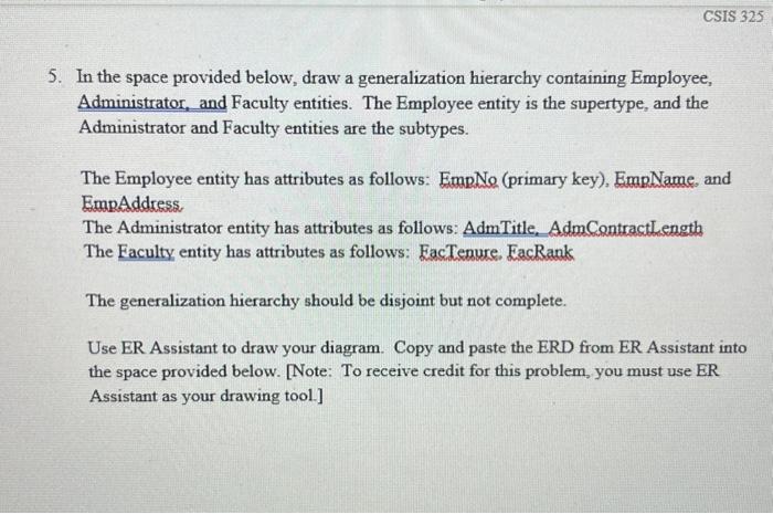 Solved 5. In the space provided below, draw a generalization | Chegg.com