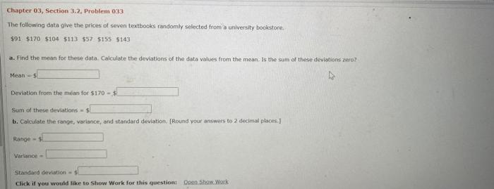 Solved Chapter 03, Section 3.2. Problem 033 The following | Chegg.com