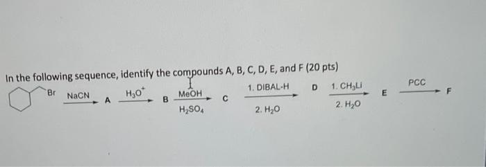 Solved In the following sequence, identify the compounds | Chegg.com