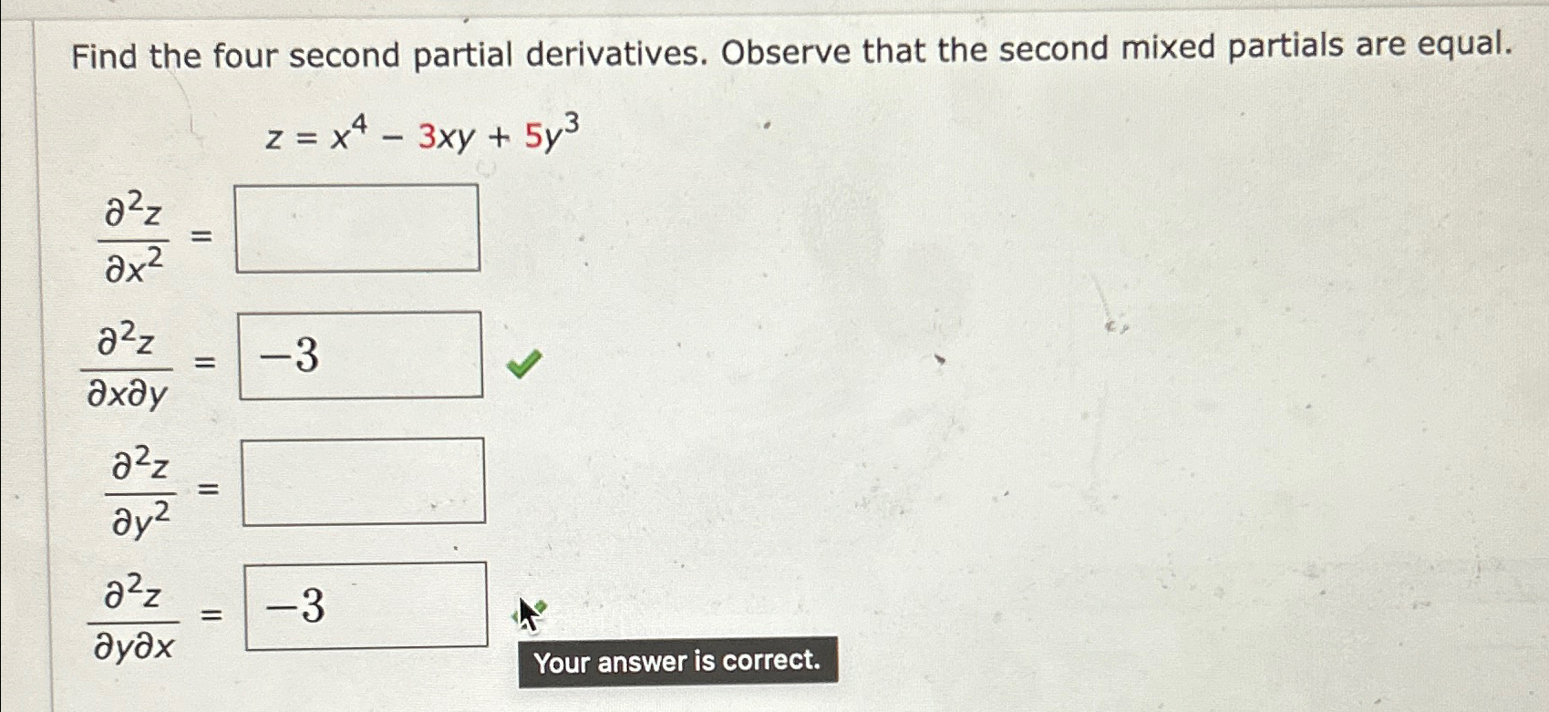 Find The Four Second Partial Derivatives Observe 0478