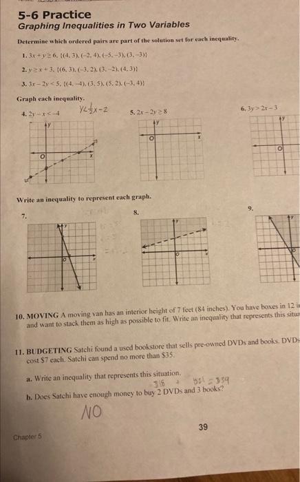 Solved 5 6 Practice Graphing Inequalities in Two Variables Chegg