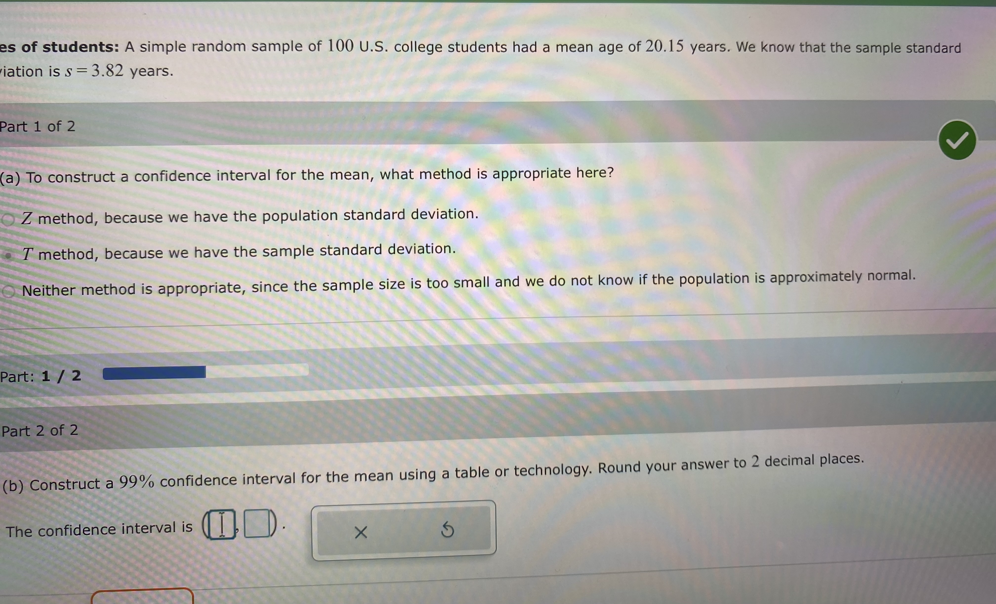 Solved es of students: A simple random sample of 100 ﻿U.S. | Chegg.com