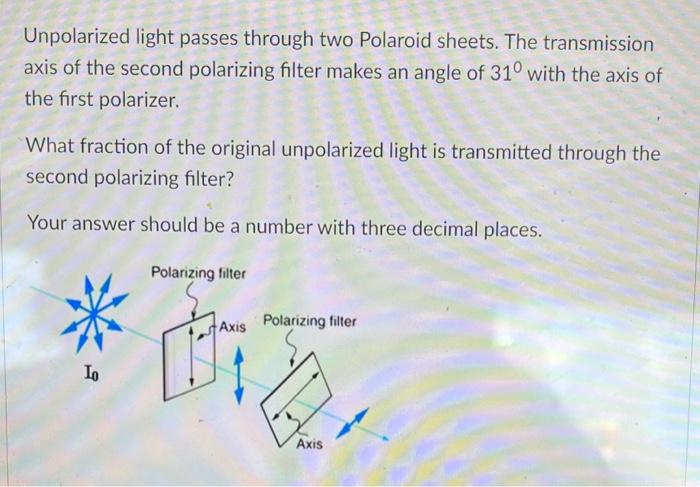 Solved Unpolarized Light Passes Through Two Polaroid Sheets. | Chegg.com