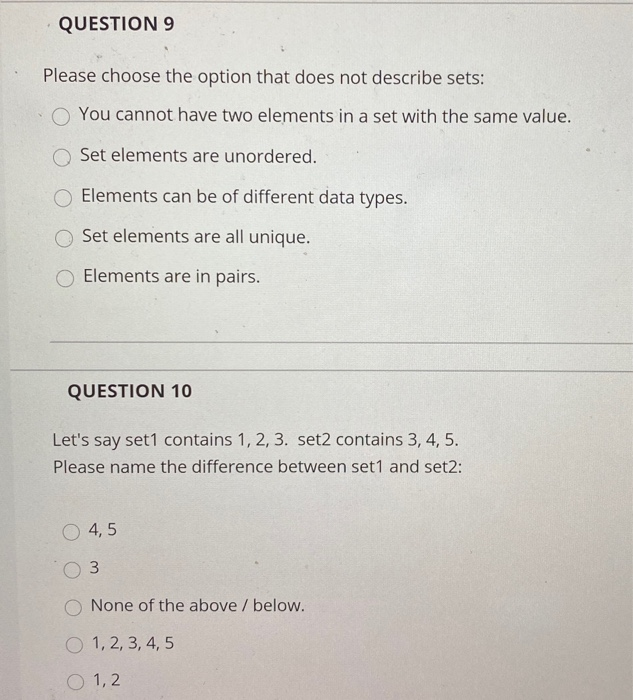 Solved QUESTION 9 Please choose the option that does not | Chegg.com image.