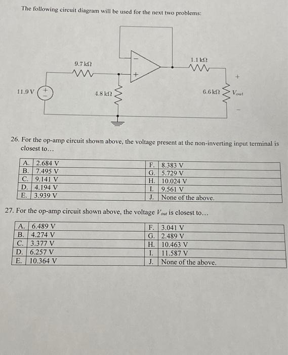 Solved The following circuit diagram will be used for the | Chegg.com