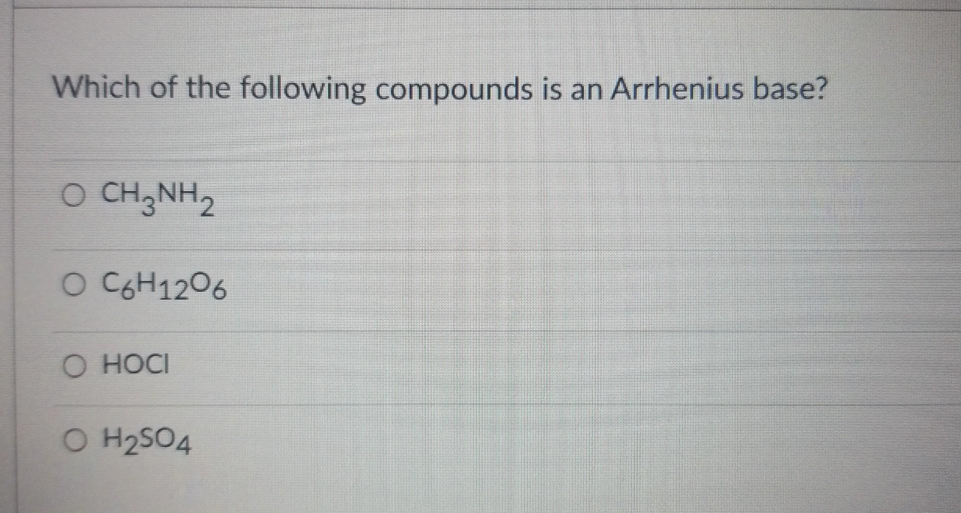 Solved Which of the following compounds is an Arrhenius | Chegg.com