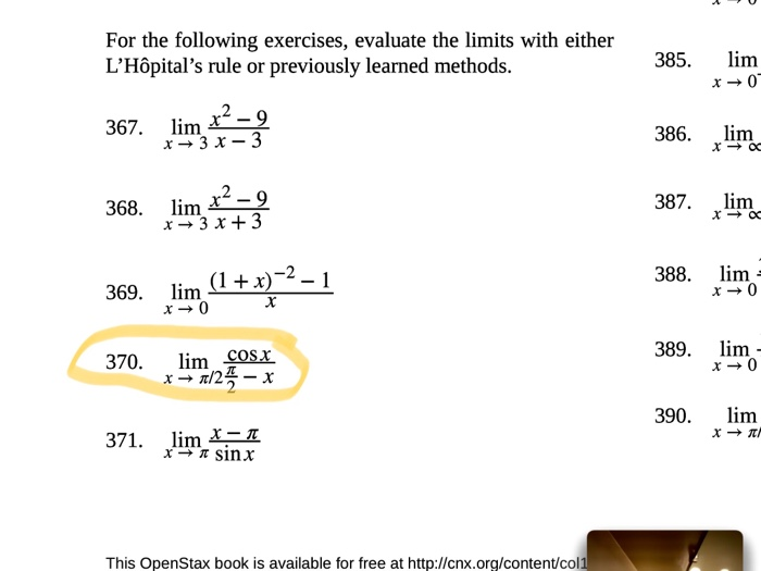 Solved For the following exercises, evaluate the limits with | Chegg.com