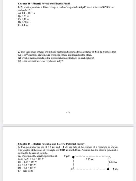 Solved Chapter 18 - Electric Forces and Electric Fields 1. | Chegg.com