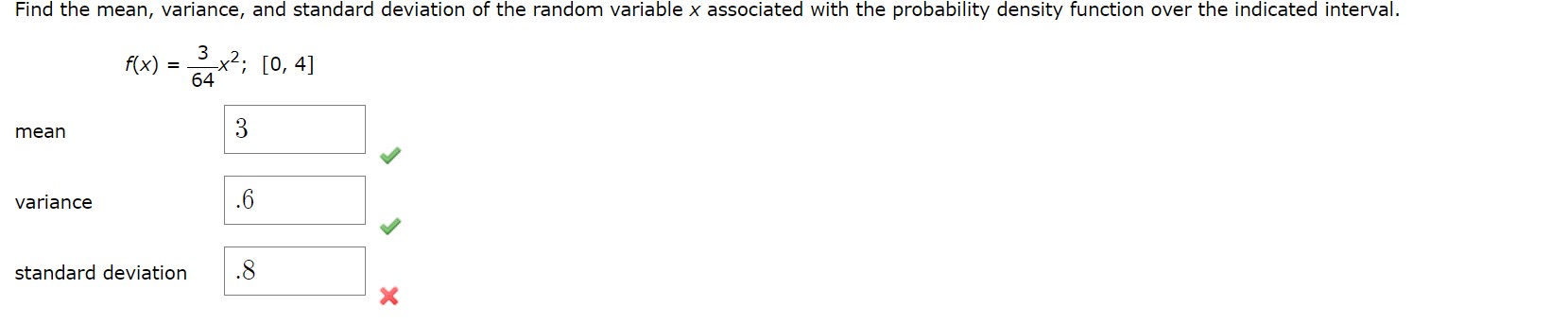 Solved Find the mean, variance, and standard deviation of | Chegg.com